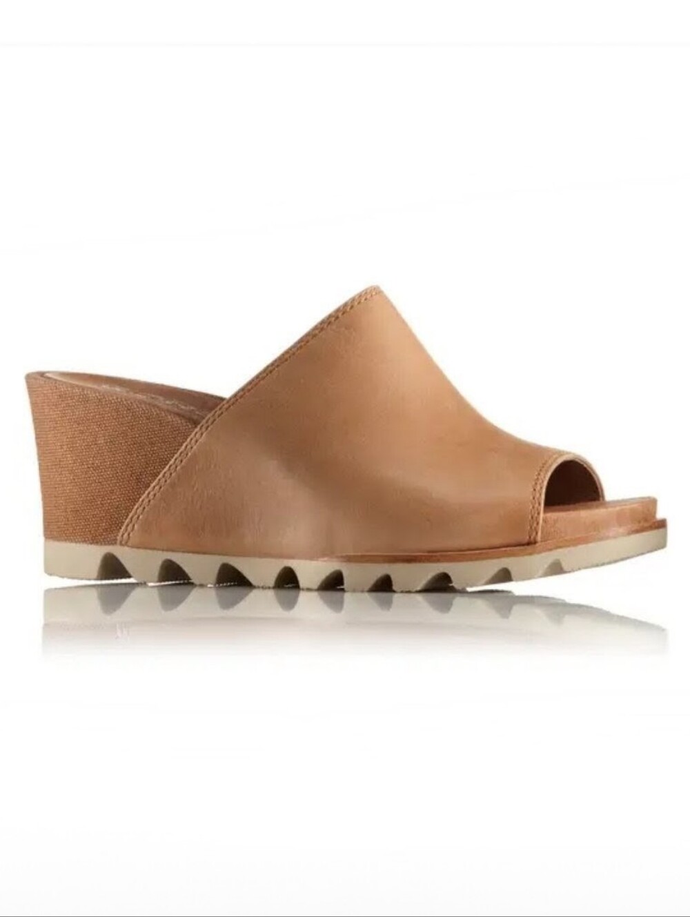 Women's Tan Wedge Slide Sandals